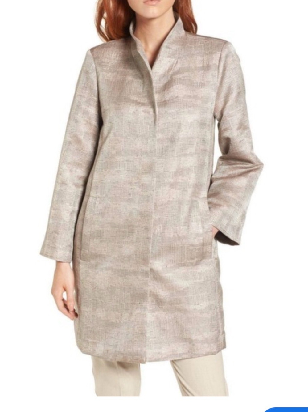 NWT Eileen Fisher Soft Taupe Textured Funnel Neck Jacket Size M